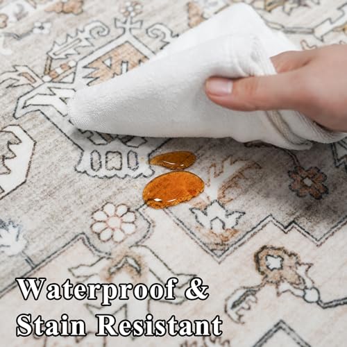 RUUGME 10x14 Area Rug Washable - Washable Lightweight Area Rug Stain Resistant Carpet Soft Rugs for Bedroom with Non Slip Backing Indoor Ultra-Thin Rugs Home Decor 10x14 Ivory