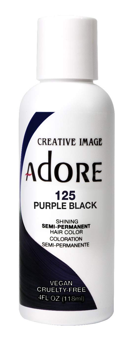 ADORE COSMETICS Semi-Permanent Haircolor #125 Purple Black 4 Ounce (118ml) (Pack of 6)