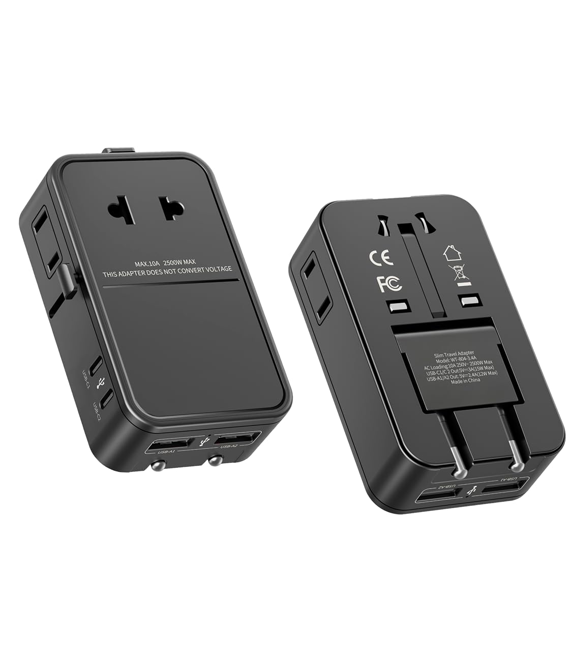 Universal Travel Plug Adapter, 7-Port (2 USB-C 2 USB-A) Universal Charger
