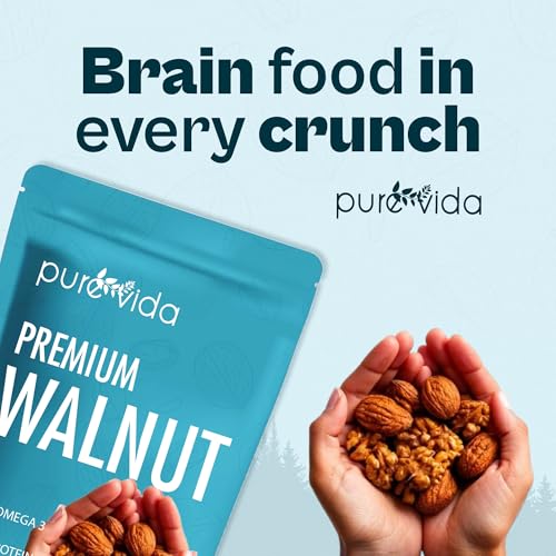 Image of Purevida Walnuts 200gm | Natural, Crunchy & Nutritious | Rich in Omega-3, Protein & Antioxidants | Supports Brain & Heart Health | Gluten-Free | Ideal for Snacking, Baking & Cooking (Pack of 3)