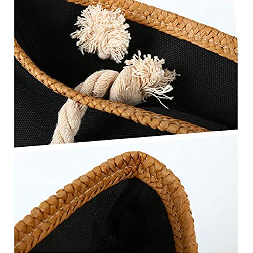 Large Canvas Striped Beach Bag - Top Zipper Closure - Waterproof Lining - Tote Shoulder Bag For Women's Shoulder… - Image 7