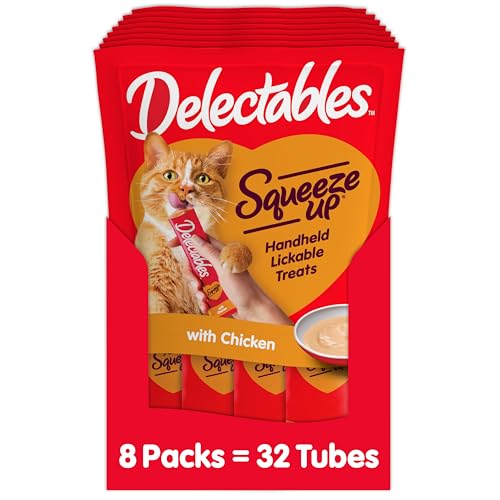 Delectables Squeeze Up Creamy Squeezable Puree, Lickable Wet Cat Treats, ...