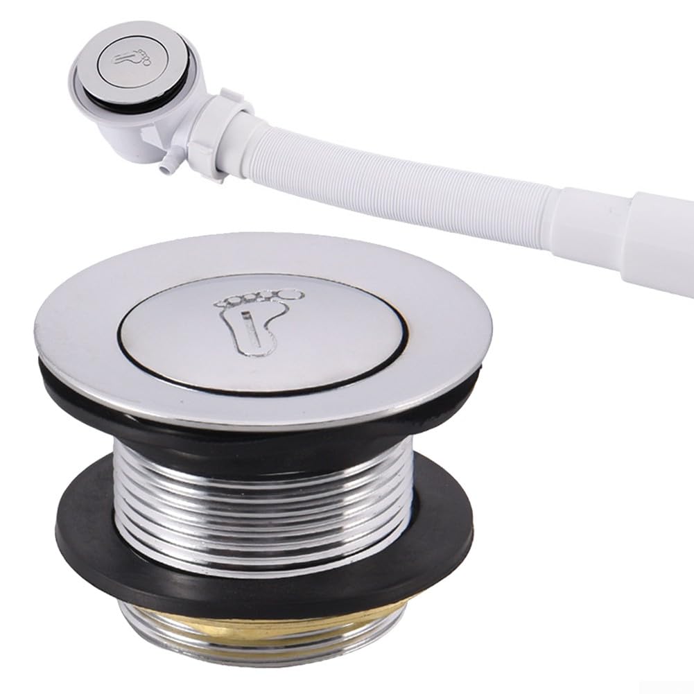Serenophile As Picture Show Bathtub Waste Drain, Silver Water-Tight Seal Plastic Bath Waste Bathtub Waste Drain With Overflow Without Discharging Tube For Bathroom