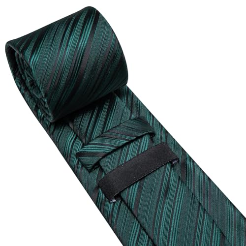Image of Dubulle Mens Paisley Floral Silk Tie for Men Striped Necktie and Pocket Square Cufflinks Set Wedding Business
