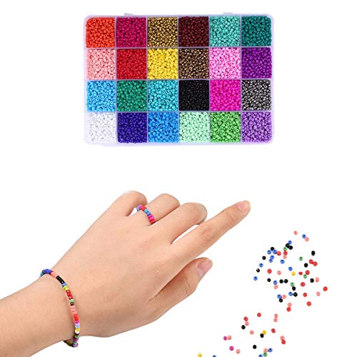 CHENKEE Glazen kralenset, 3 mm, 24.000 stuks kralen om te rijgen, mini-armband, glasparels, kit, 24 kleuren, losse… - Image 5