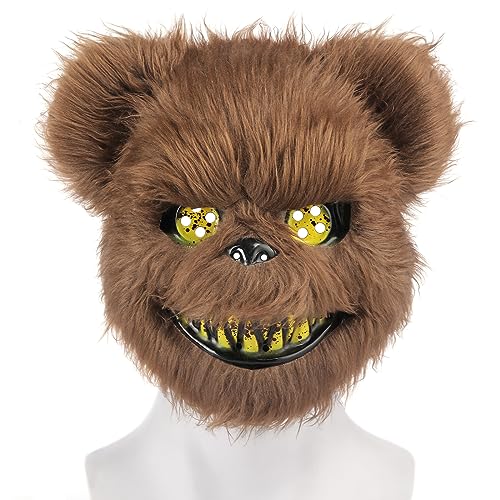 ZZOUFI Halloween Maske Horror Bärenmaske, Grusel Maske für Erwachsene Kinder, Gruselige Teddybär Maske, Furry Blutiger Bär Maske Schreckensmaske, Lustige Masken Fasching (Braun), 23 * 20 cm ZZOUFI Halloween Maske Horror Bärenmaske, Grusel Maske für Erwachsene Kinder, Gruselige Teddybär Maske, Furry Blutiger Bär Maske Schreckensmaske, Lustige Masken Fasching (Braun), 23 * 20 cm