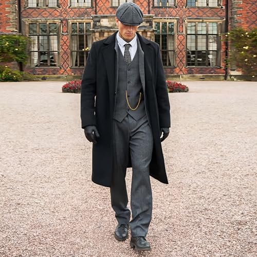 ORBITRAY Men's Long Wool Blend Trench Coat for Winter Vintage Overcoat Single Breasted business peacoat2