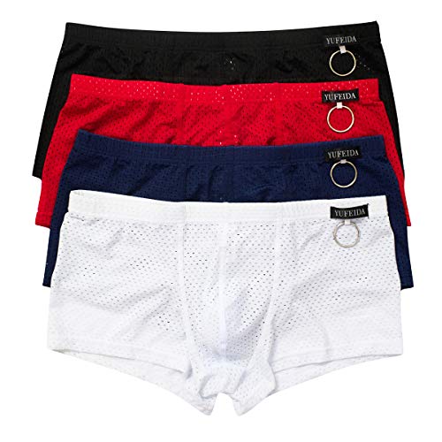 YFD Herren String Unterwäsche Männer Tanga Transparent Slip Thong Unterhose 4er Pack, XXL, 4pcs Mesh Thong-1 Cover