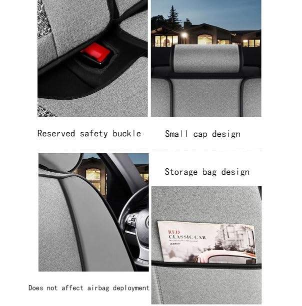 Fundas De Asiento De Coche para Volkswagen EOS 2007-2016, 5 Plazas Lino Delanteros Delanteros Y Traseros Transpirable Cómodo Protector Seat Interior Accesorios(Gray)