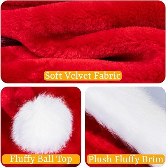 2x Kerstmuts rood met bont voor volwassenen