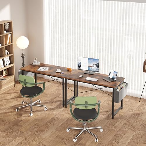 Image of OLIXIS Computer Desk, 47 Inch Gaming Desks for Home Office Small Spaces | Writing Study Craft Work Table, Computer Workstation for Bedroom with Storage Bag, Rustic Brown