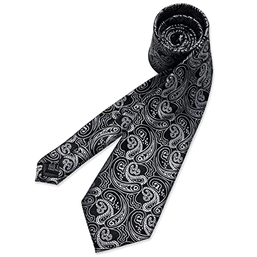 Image of DiBanGu Mens Paisley Tie Set Silk Woven Jacquard Necktie and Pocket Square Cufflinks Gift Set for Wedding Bussiness