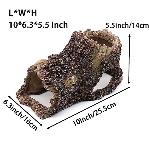 Image of relaqcc Tree Trunk Cave Aquarium Decoration Reptile Cave Climb Hideout Hideaway, Betta Log Resin Wood House Fish Tank Decorations for Betta Fish, Shrimp, Lizards, Leopard Gecko