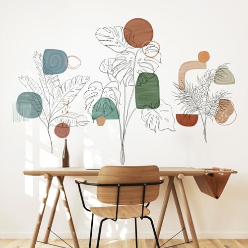 Adesivi Murali Foglie Tropicali - Decorazione Parete Rimovibile, 2 Fogli 90x30cm - Foto 10