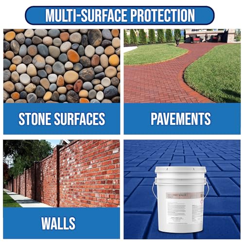 Image of DeckGeneral Masonry Sealer 5801 - Clear Concrete Sealant & Waterproof Sealer for Stone, Brick & Mortar - Silane Siloxane Coating for Driveways, Sidewalks, Patios & More (5 Gallon)
