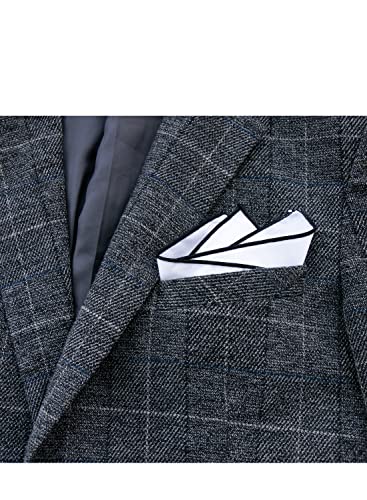Image of 3-Pk Mens Cotton White Pocket Square with Color Border(10 Colors)