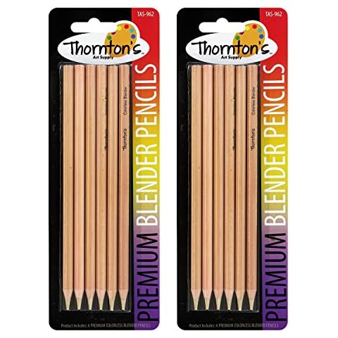 Thornton's Art Supply Premium Colorless Blender Pencil 12 Count Wax Based for Drawing Sketching Blending Shading Softening Artwork | Non-Pigmented Pencils Cover