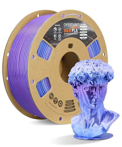 Image of OVERTURE Silk PLA Filament 1.75mm, Clog-Free Shiny, Metallic Shine 3D Printer Filament, 1kg Spool (2.2lbs), Ideal for Cosplay Jewelry & Home Decor (Silk Periwinkle)
