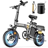 DTTZH Peak 1000W Folding Electric Bike for Adults, 28MPH Commuter 14' Foldable Ebike, 750W Motor Adults Electric Bicycle, 48V 15Ah Removable Battery UL 2849 Certified, 60 Miles PAS Range (Gray)