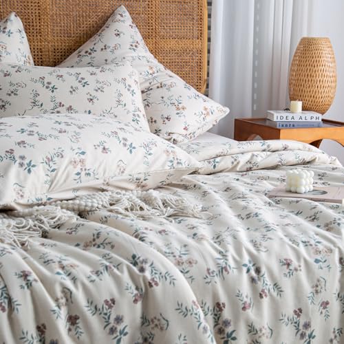 Tisplr JY-0403-MFP-Q Floral Queen Comforter Set 3 Pieces Soft Chic Garden Style Floral Print Lightweight Vintage Botanical Flowers Comforter Set thumb #6