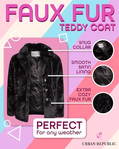 URBAN REPUBLIC Girls Jacket - Warm Long Length Plush Ultra Soft Faux Fur Jacket Teddy Coat for Girls (Sizes 7-16)2