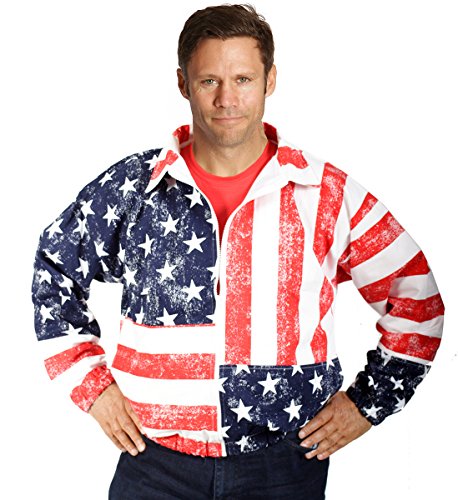 Insta Slim American Flag Print Jacket with Zip Front 175710