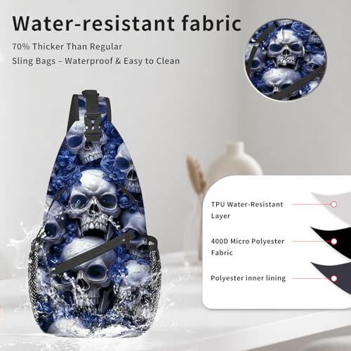 Bolso cruzado para mujer con diseño de calavera azul miniatura 5