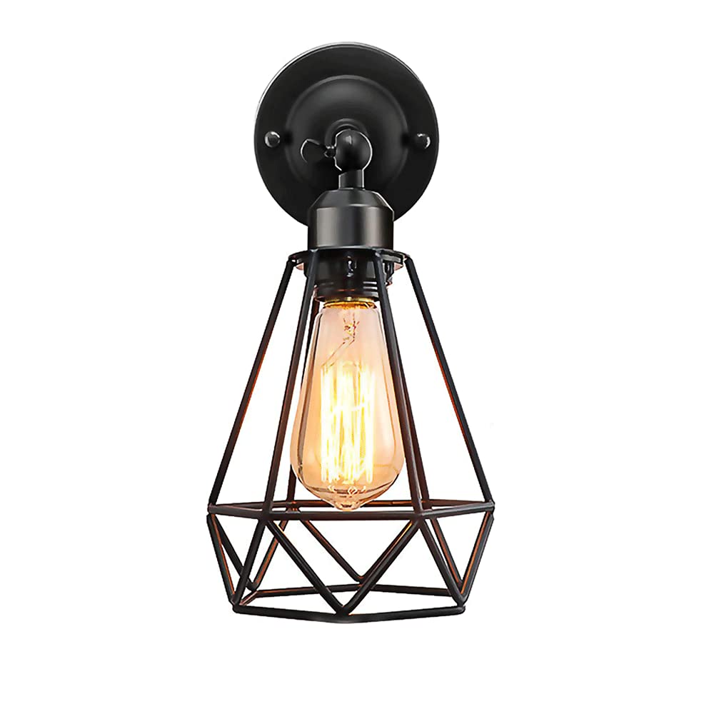 Aplique de pared retro industrial E27 con cabezal ajustable de metal para lámpara de noche