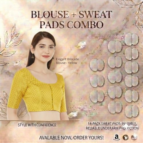 Image of Studio Shringaar Women's Zari Brocade Stitched Elbow Length Sleeves Saree Blouse