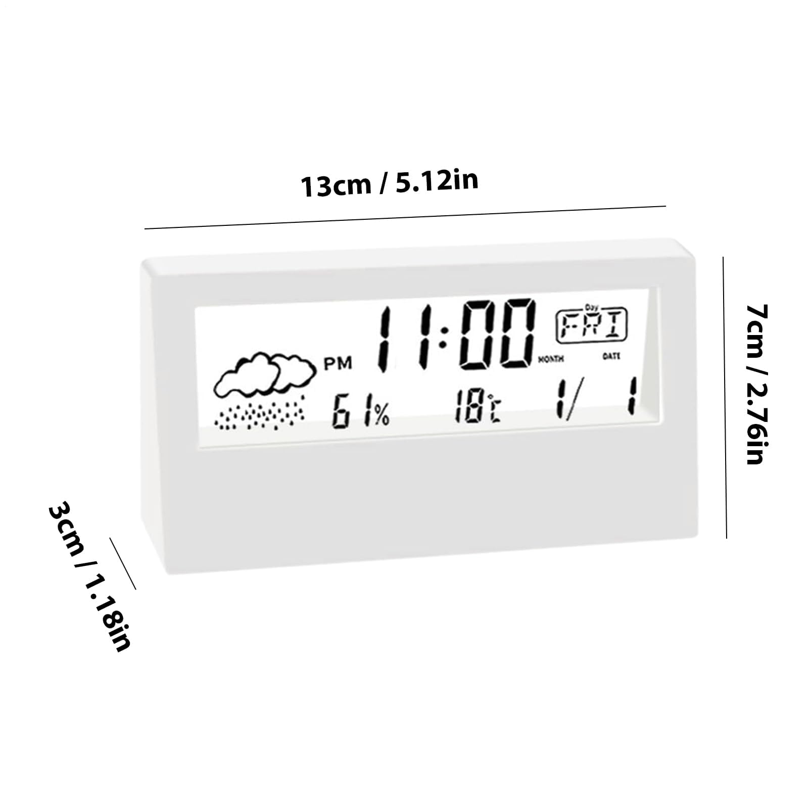 Generico Smartwatch con Termometro E Igrometro, Sveglia da Comodino | Calendario Multifunzione, Elemento Decorativo Per La Camera Da Letto, Orologio 12/24 Ore