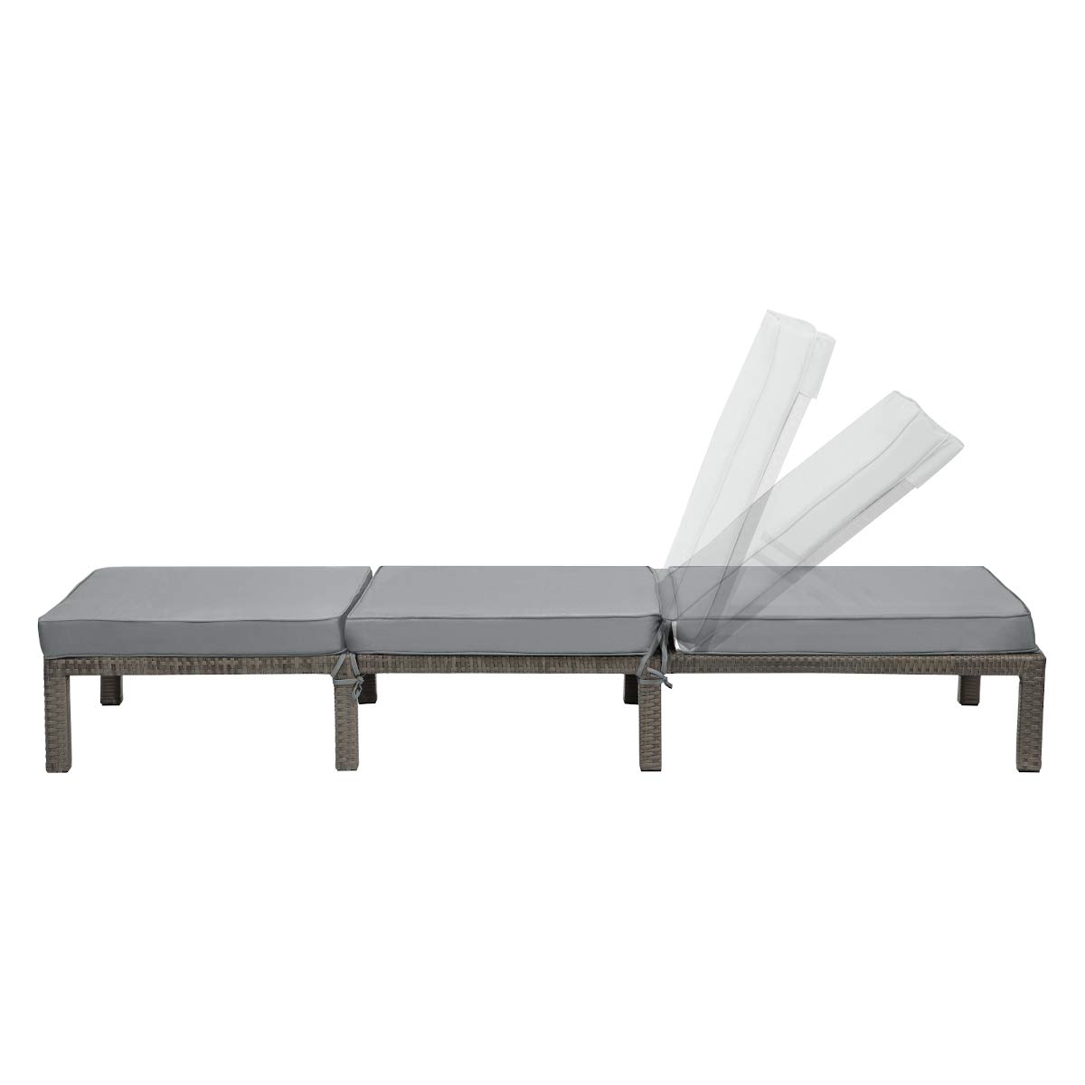 SVITA Peach Gartenliege Sonnenliege Polsterauflage Klappbar Polyrattan Grau