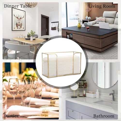 TOLIDA Rectangular Glass Paper Towel Holder - Gold Glass Folded Paper Towel Dispenser for Tabletop Dinner, Hand Towels Holder, Multi-Functional Storage Holder for Cosmetics and Coffee Jars - Image 6