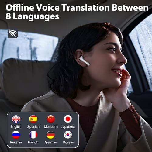 Image of AI Translation Earbuds Real Time 144 Languages & Accents Translator Earbuds with 8-Language Offline Translating Earbuds, Audifonos Traductores Ingles Espanol for Learning Travel Business