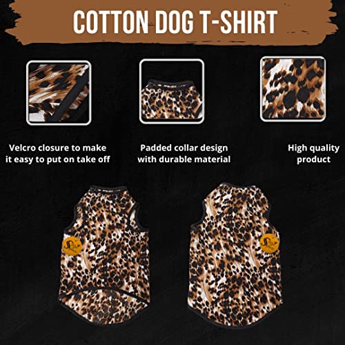 Image of Sage Square Funky Soft Material Dog T-Shirt | Cool /Funky Print Pet | Soft Light Weight | Comfortable & Breathable Dog Clothing | Trendy Vest Outfit (Leopard Print) (XLarge - 26inch)