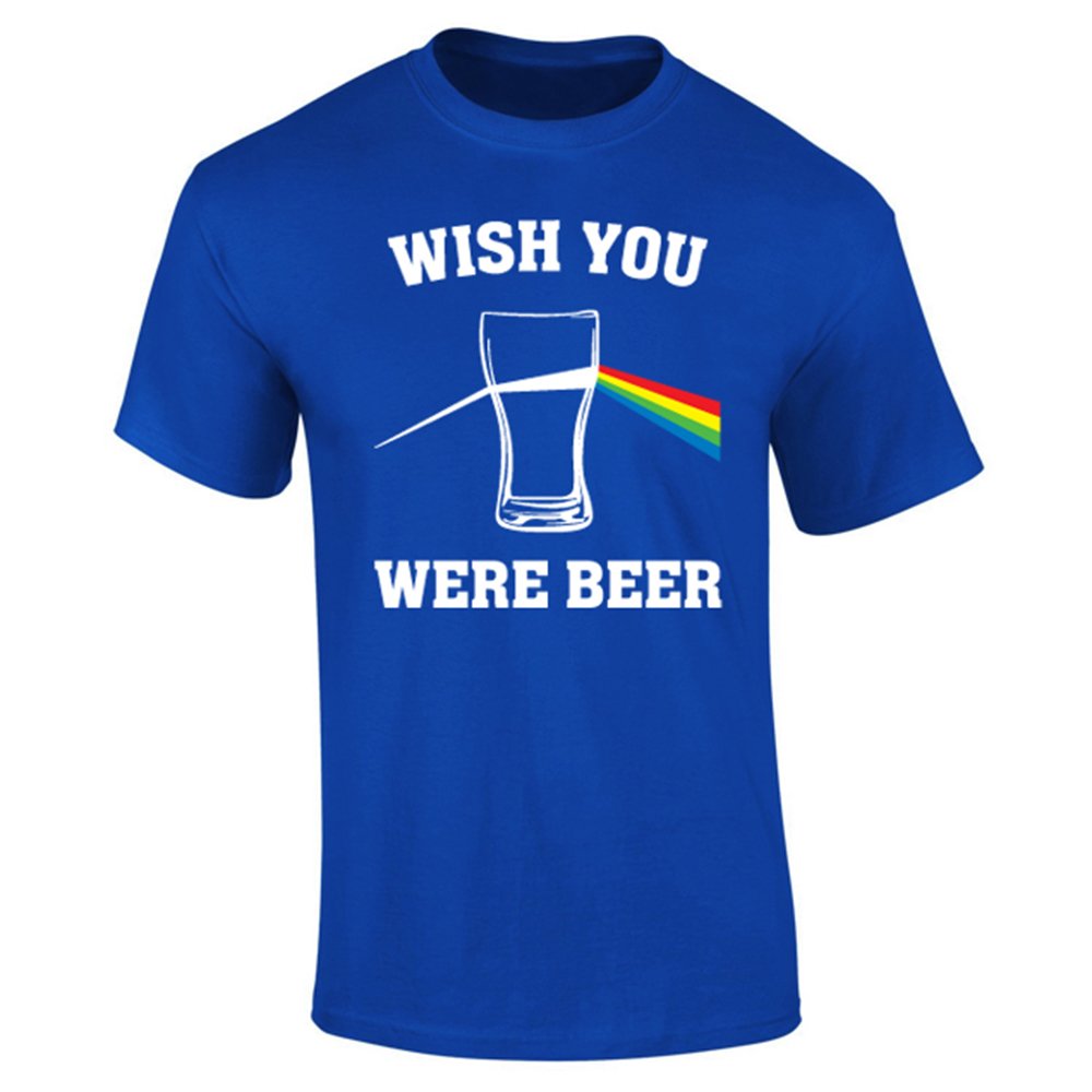 Mens Wish You were Beer Floyd Parody Funny T-Shirt Royal Blue (M)