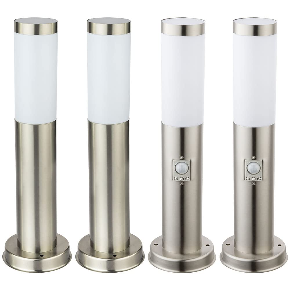 4er Set Steh Leuchten Außen Weg Beleuchtungen Edelstahl Stand Lampen Bewegungsmelder IP44 E27