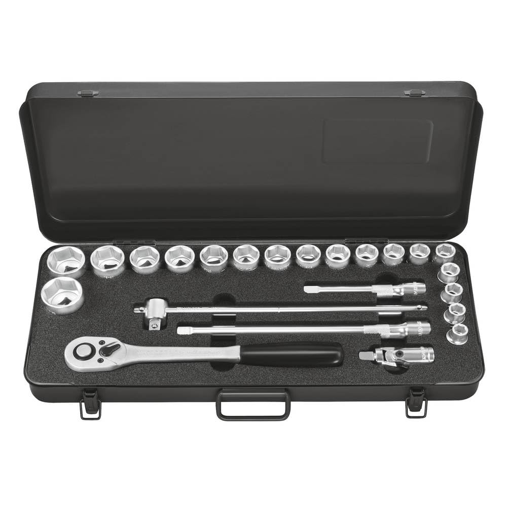 MATADOR Steckschlüsselsatz | 1/2 Zoll Knarrenkasten 23-teilig | Werkzeugkasten Metall | Steckschlüssel 6-kant | mit Z90 Ratsche 1/2 Zoll | MATADOR Werkzeug Nr. 41149230