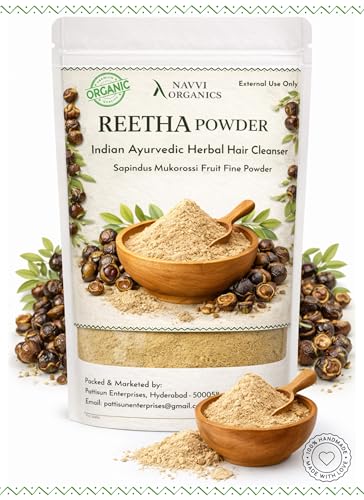 Image of Natural Reetha Powder for Hair (200g), Soapnut Powder for Hair Wash, Promotes Hair Growth, Chemical Free Herbal Cleanser