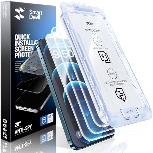 SMARTDEVIL 2 Pack Screen Protector for iPhone 12 Pro Max Tempered Glass, HD Clear Film, Easy Installation, Dust-Free & Bubble-Free (iPhone 12 Pro Max)