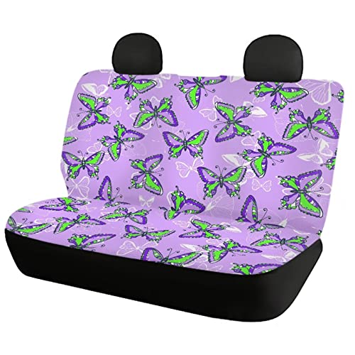 Image of Modysero Purple Butterfly Print Car Seat Cover Full Set Novelty Soft Elastic All Season Automotive Seat Cover for Women Universal Auto Seat Cover Accessories Fit Most Cars Vehicles