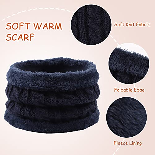 Image of Yuoahcn Kids Winter Beanie Hat Scarf Gloves Set Knit Warm Toddler Winter Cap Gloves Neck Warmer for Boys Girls 1-8 Year