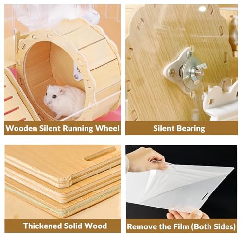 image for Cycodo 8 in 1 Acrylic Hamster Cage,2-Tier Dwarf Hamster Cage with Wood