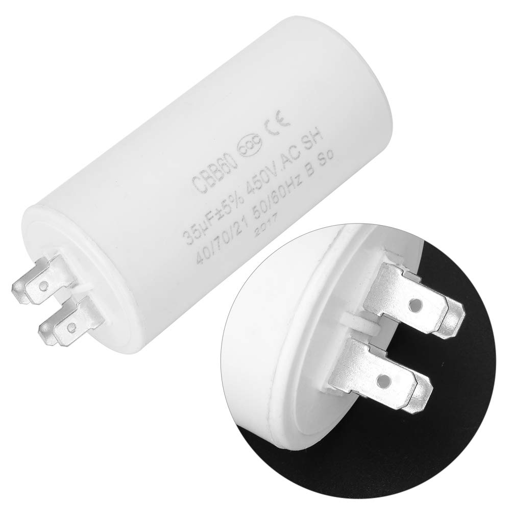 Condensatore CBB60 450V 35uF - Per Motori, Elettrodomestici, Avviamento E Funzionamento, Pin 4, Materiale Ignifugo