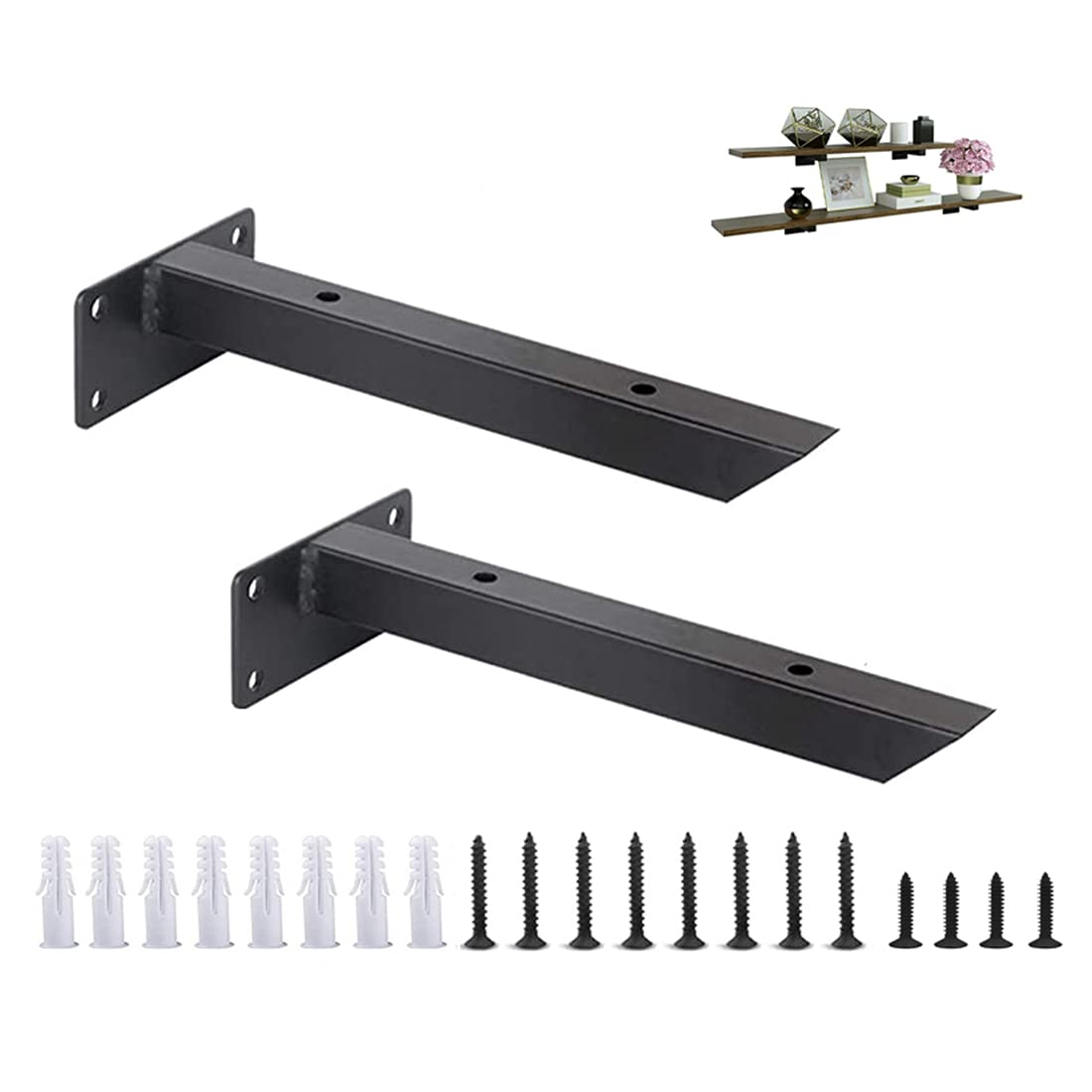 SYWXJ Hidden Shelf Brackets, Black, Iron, IShaped Bars, Brackets, Wall