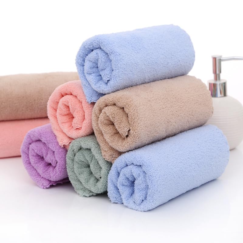 Coral Fleece Face Towels - Ultra Soft Gentle Facial Washcloths Highly Absorbent Towels Purple