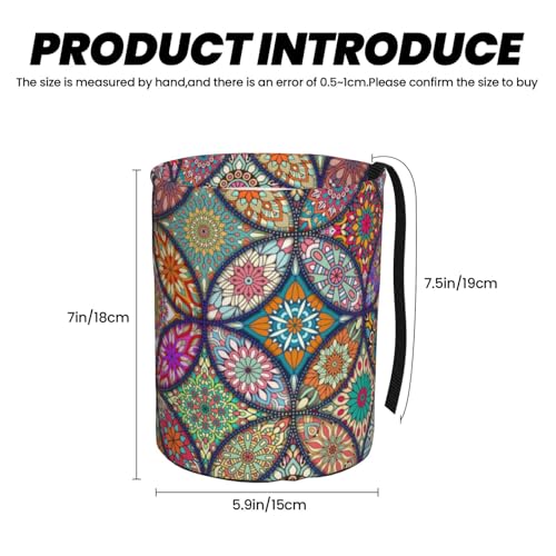 Image of Car Trash Bag Vintage Mandala Floral Waterproof Trash Small Car Can Portable Collapsible Car Garbage Can Hanging for Back Seat Floor or Hanging Headrest Car Decor Road Trip Essentials