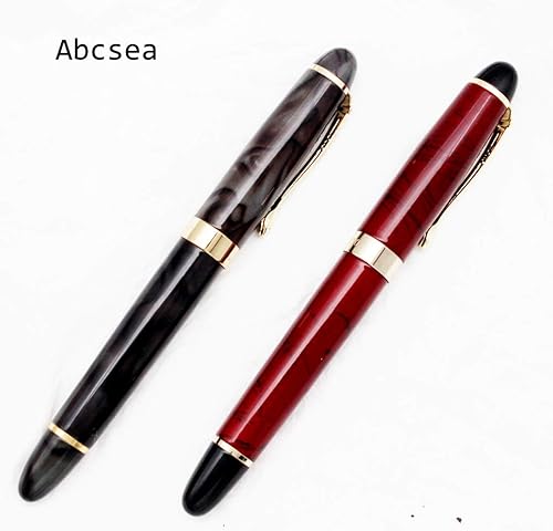 Miniatura 3 de Juego de 2 bolígrafos Jinhao 450 de punta fina, color negro medio (flor verde y hierba roja), con 5 recambios estándar negros de 0.020 in