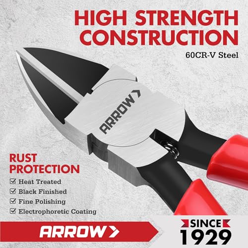 Image of ARROW 6 inch Precision Wire Cutters, Precision Flush Cut Diagonal Pliers (Pack of 2)