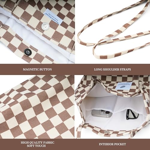 Image of TOPASION Cute Corduroy Tote Bag Canvas Shoulder Handbags for Women Travel Shopping