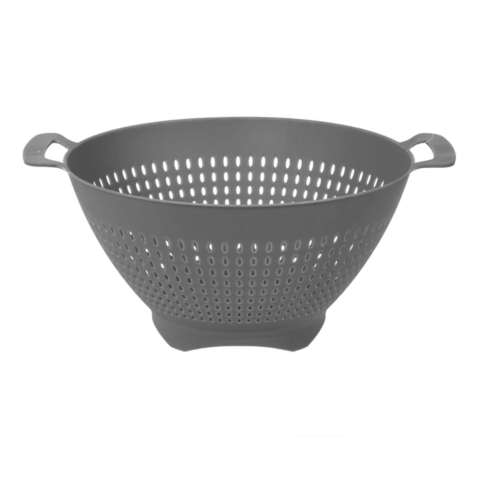Deep Plastic Colander Food Strainer with Handles & Feet Base Plastic Colander Basket for Food Pasta Spaghetti Rice Salad Fruit Vegetable Strainer Cooking Kitchen (24cm, Grey)